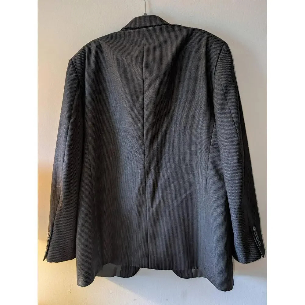 Geoffrey Beene Mens Jacket Size 42R Black Gray Pinstripe Wool Blazer